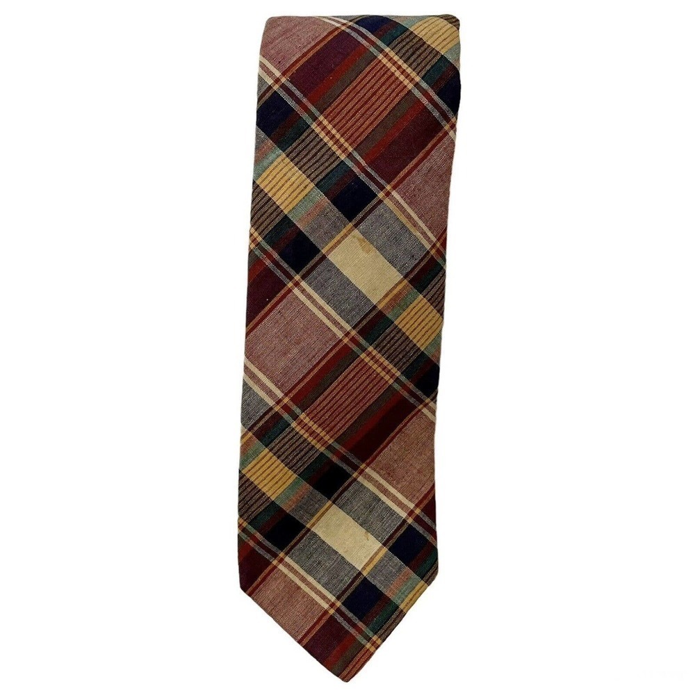Carroll Reed Ski Shops NH Necktie Vintage Multicolored Plaid Madras Reis…
